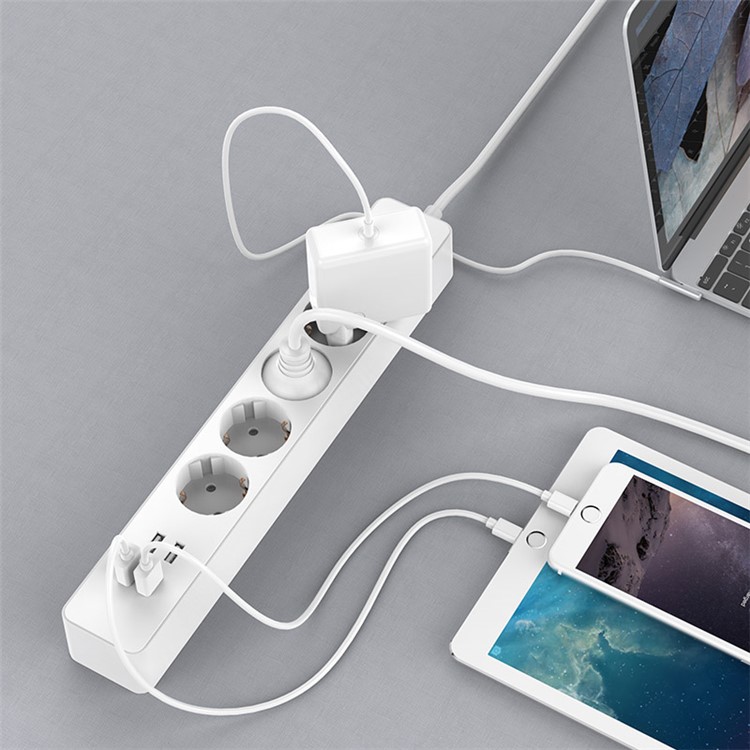 ORICO 4 AC Outlets Surge Protector with 4 USB Chargign Ports (OSC-4A4U-EU-WH) - EU Plug-2
