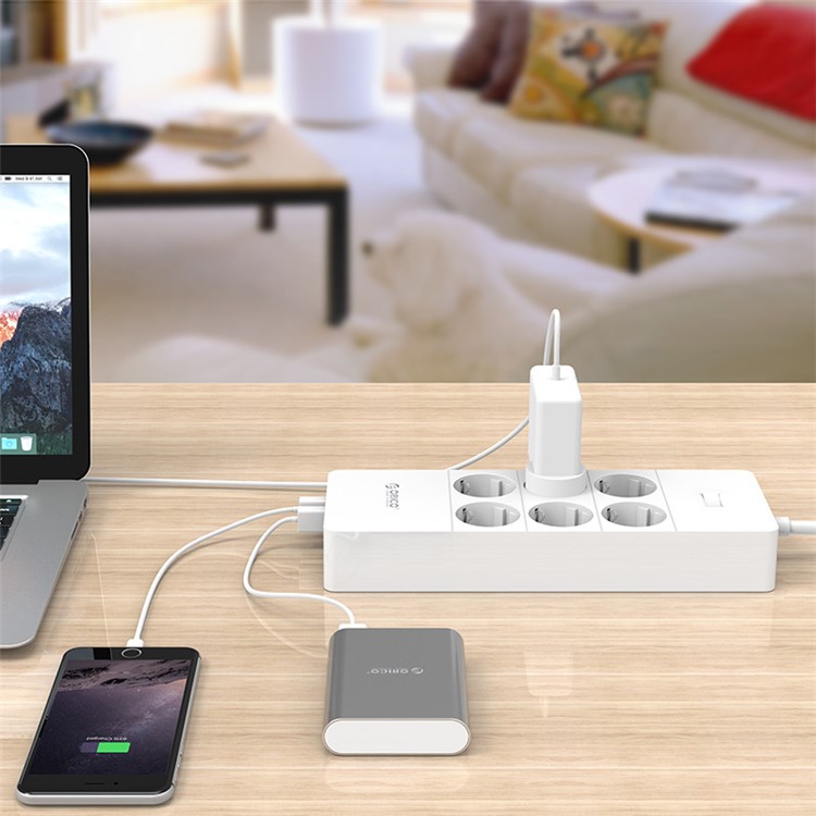 ORICO 6 AC Outlets Surge Protector with 5 USB Charging Ports (HPC-6A5U-V1-EU) - EU Plug-2