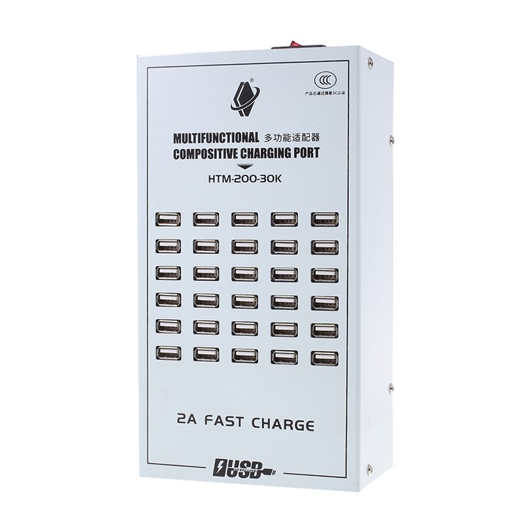 200W 40A 30-Port USB Multifunctional Compositive Charging Port Adapter Intelligent Charger - EU Plug-1