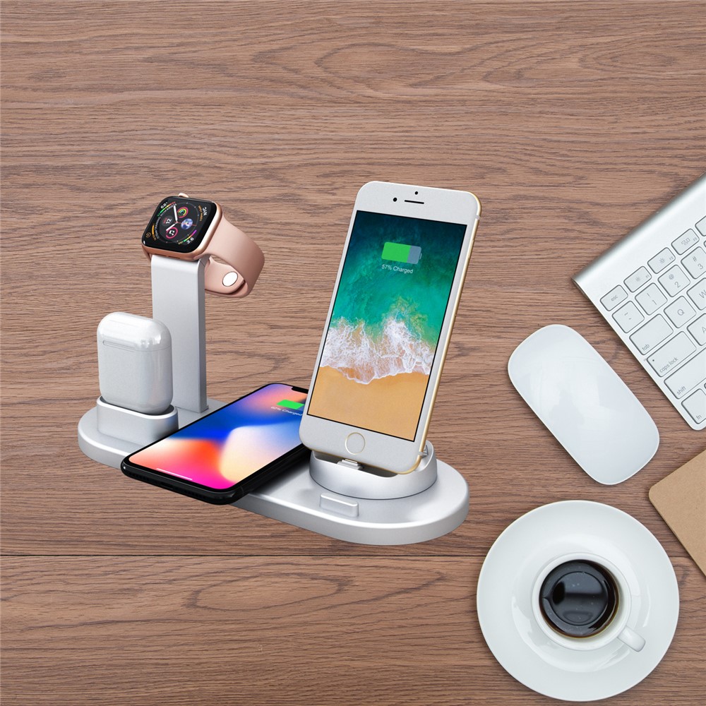 UD15 3 in 1 Rotatable Wireless Charging Dock Station for Apple iPhone/Android Device/Type-C Device - Silver-11