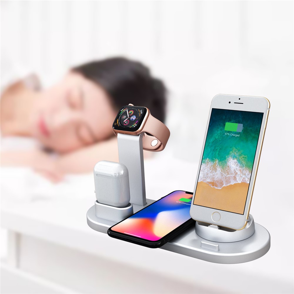 UD15 3 in 1 Rotatable Wireless Charging Dock Station for Apple iPhone/Android Device/Type-C Device - Silver-12