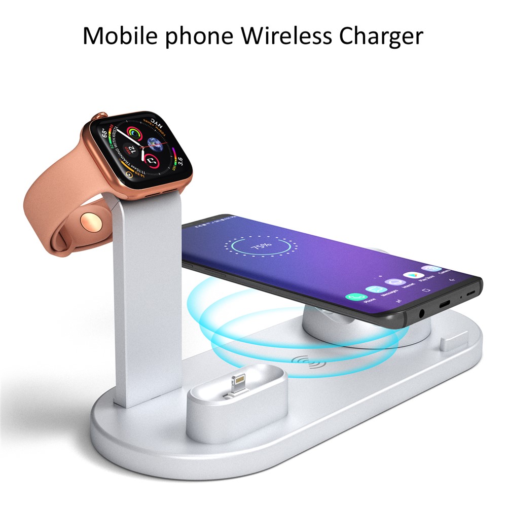 UD15 3 in 1 Rotatable Wireless Charging Dock Station for Apple iPhone/Android Device/Type-C Device - Silver-5