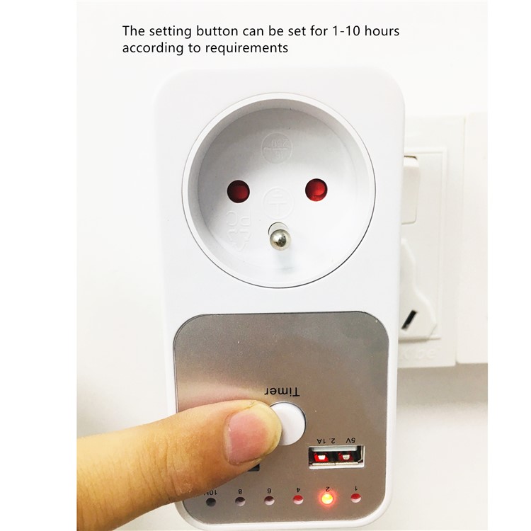 Dual USB Port Wall Socket Programming Countdown Swtich Timer Control Socket - Schuko Plug (Type E/F for Germany/France)-2