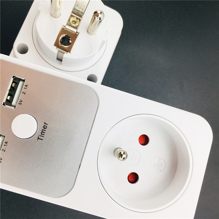 Dual USB Port Wall Socket Programming Countdown Swtich Timer Control Socket - Schuko Plug (Type E/F for Germany/France)-4