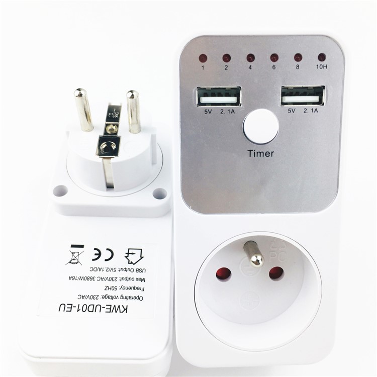 Dual USB Port Wall Socket Programming Countdown Swtich Timer Control Socket - Schuko Plug (Type E/F for Germany/France)-7