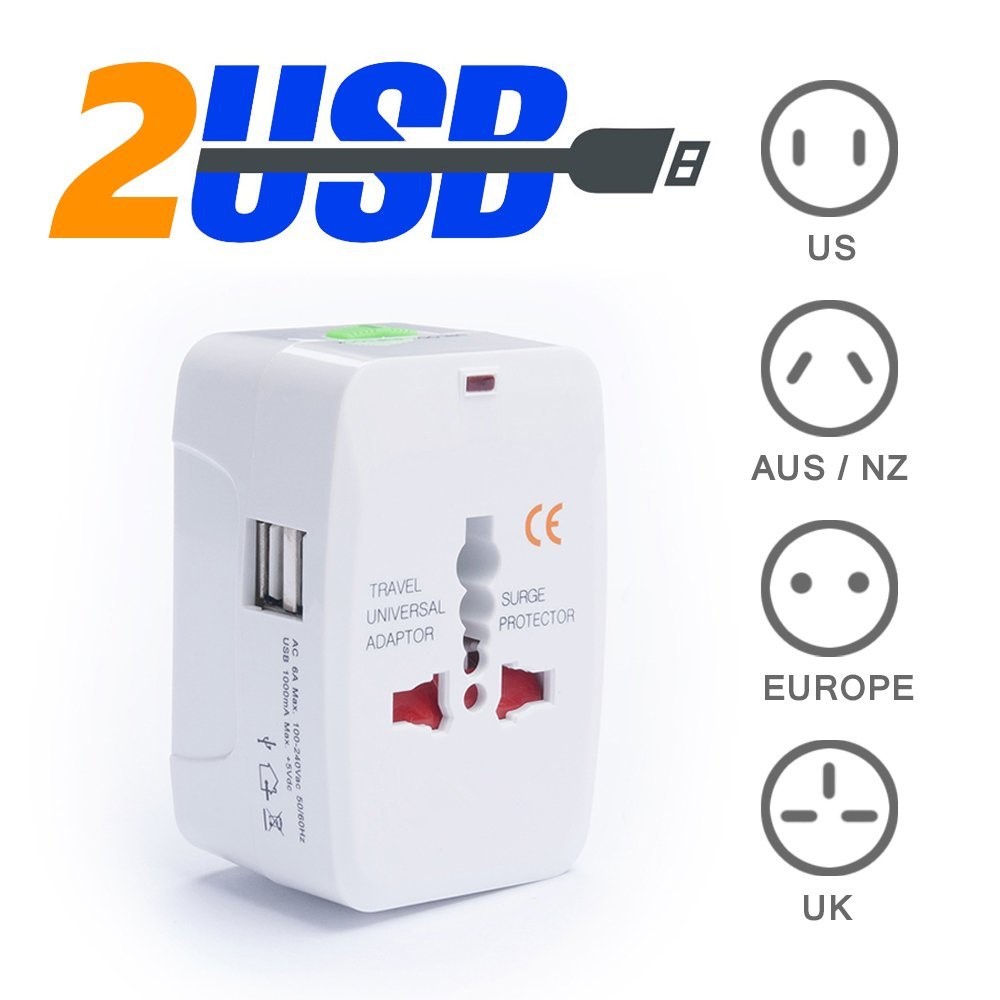Universal Travel Power Adapter Converter with Dual USB Ports-1