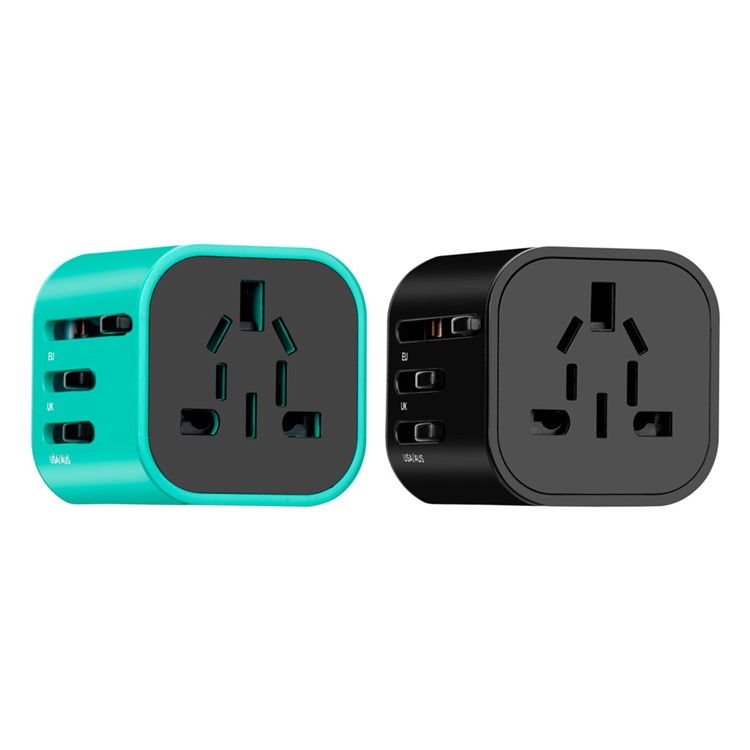 MOMAX 1-World Mini AC Travel Wall Charger Adapter with EU/US/UK/AU Plugs - Blue-10
