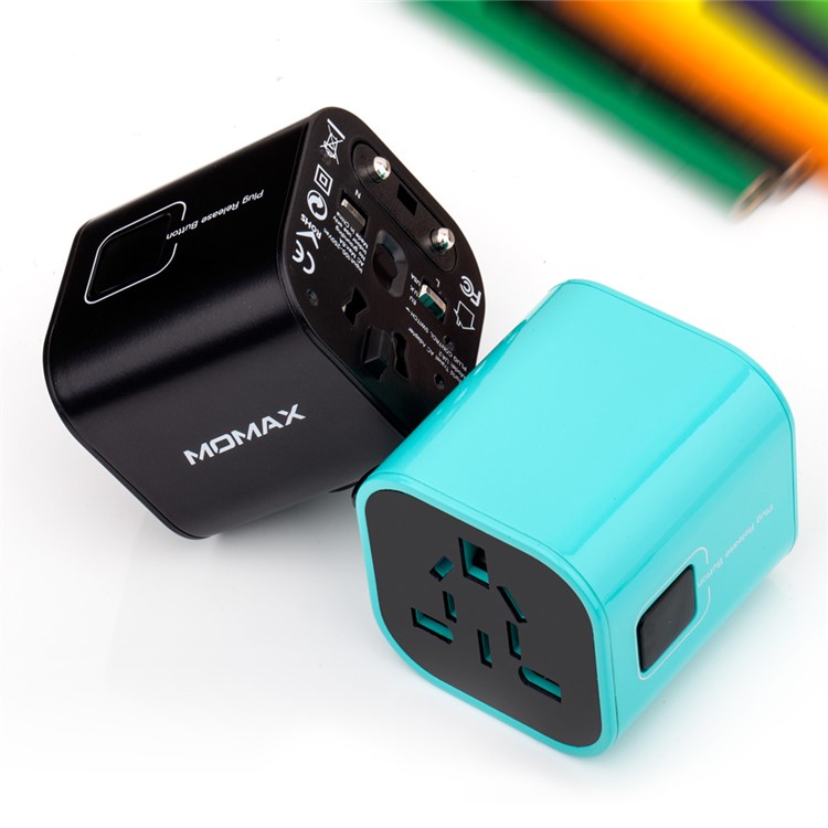 MOMAX 1-World Mini AC Travel Wall Charger Adapter with EU/US/UK/AU Plugs - Blue-11