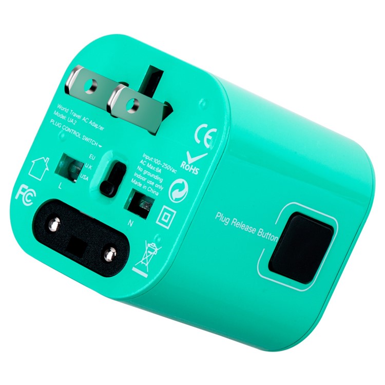 MOMAX 1-World Mini AC Travel Wall Charger Adapter with EU/US/UK/AU Plugs - Blue-4