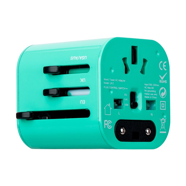 MOMAX 1-World Mini AC Travel Wall Charger Adapter with EU/US/UK/AU Plugs - Blue-5