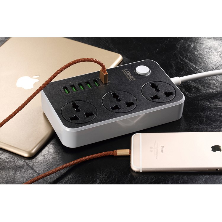 LDNIO SC3604 Power Strip with 3 AC Sockets + 6 USB Ports - Black / EU Plug-12