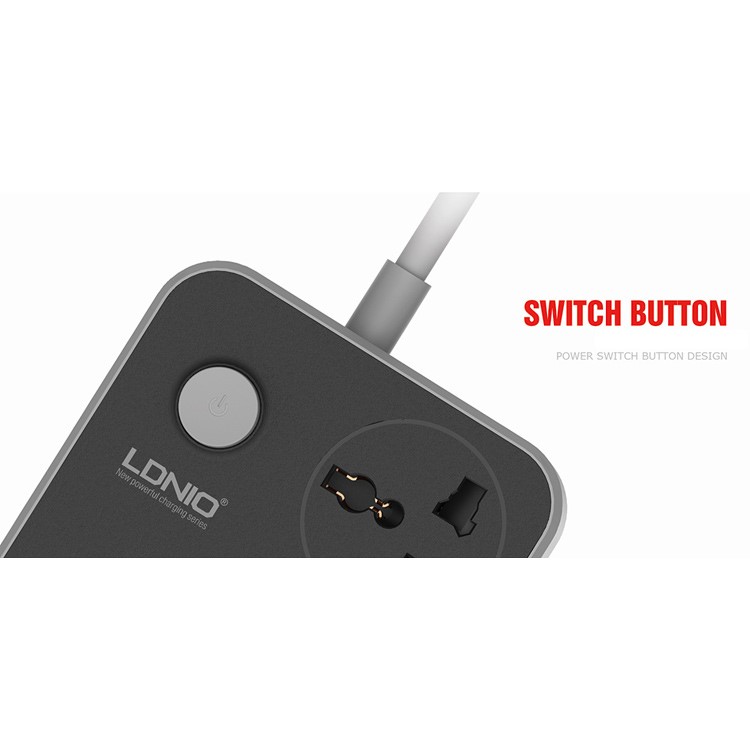 LDNIO SC3604 Power Strip with 3 AC Sockets + 6 USB Ports - Black / EU Plug-2
