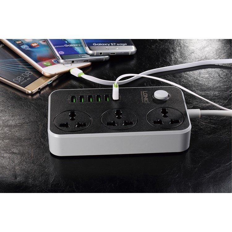 LDNIO SC3604 Power Strip with 3 AC Sockets + 6 USB Ports - Black / EU Plug-9