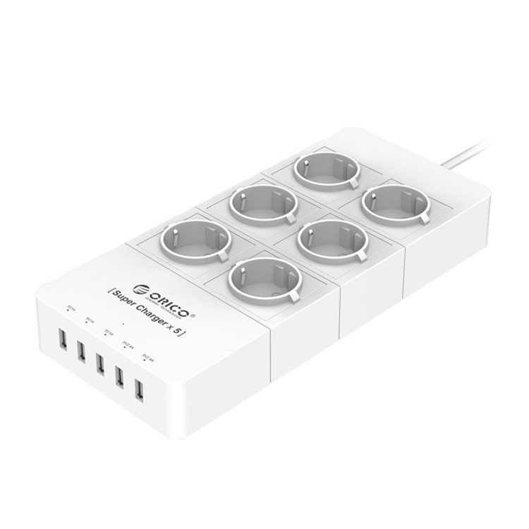 ORICO HPC-6A5U-EU 5-port USB + 6-port EU Plug AC Socket Charger Surge Protector - White-2