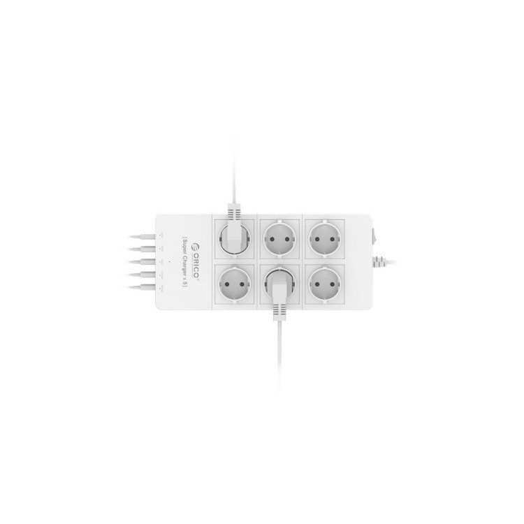 ORICO HPC-6A5U-EU 5-port USB + 6-port EU Plug AC Socket Charger Surge Protector - White-5