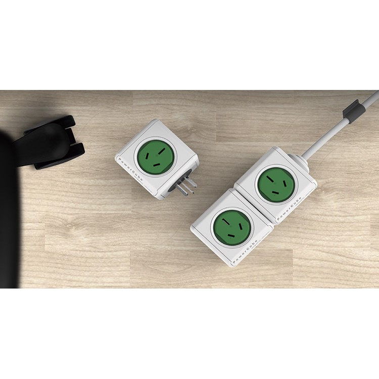 ALLOCACOC PowerCube 250V 10A 5 Outlets Socket Adapter - Green / UK Plug-2