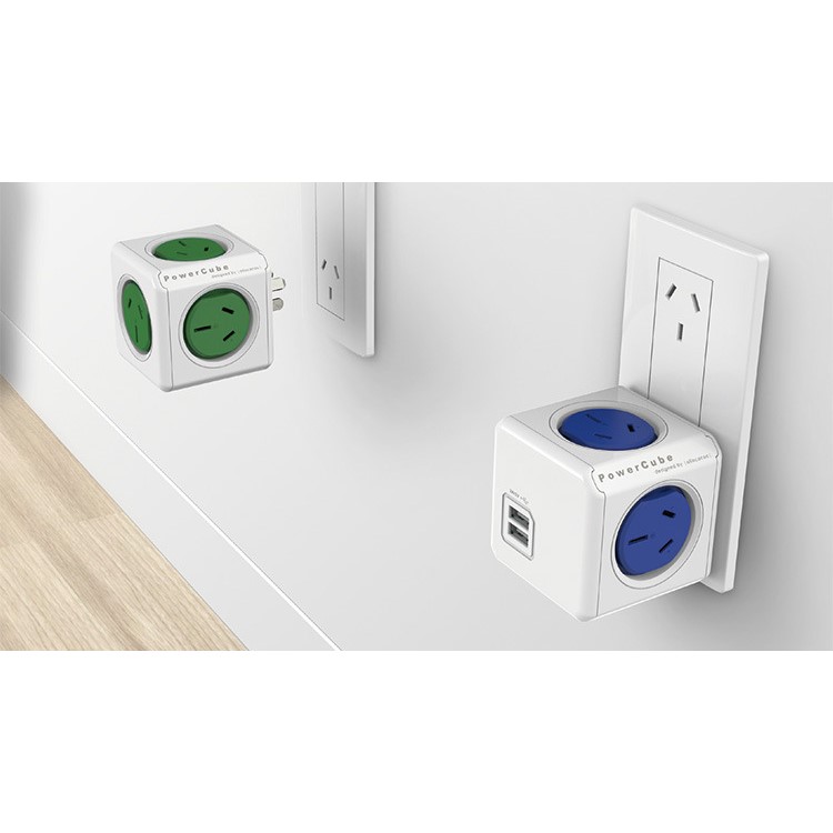 ALLOCACOC PowerCube 250V 10A 5 Outlets Socket Adapter - Green / UK Plug-5