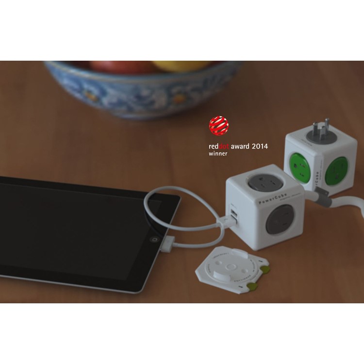 ALLOCACOC PowerCube 250V 10A 5 Outlets Socket Adapter - Green / UK Plug-7
