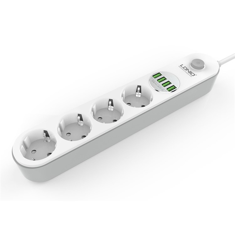LDNIO SE4432 Power Strip with 3 EU AC Sockets + 4 USB Ports (CE/RoHS) - White / EU Plug-2