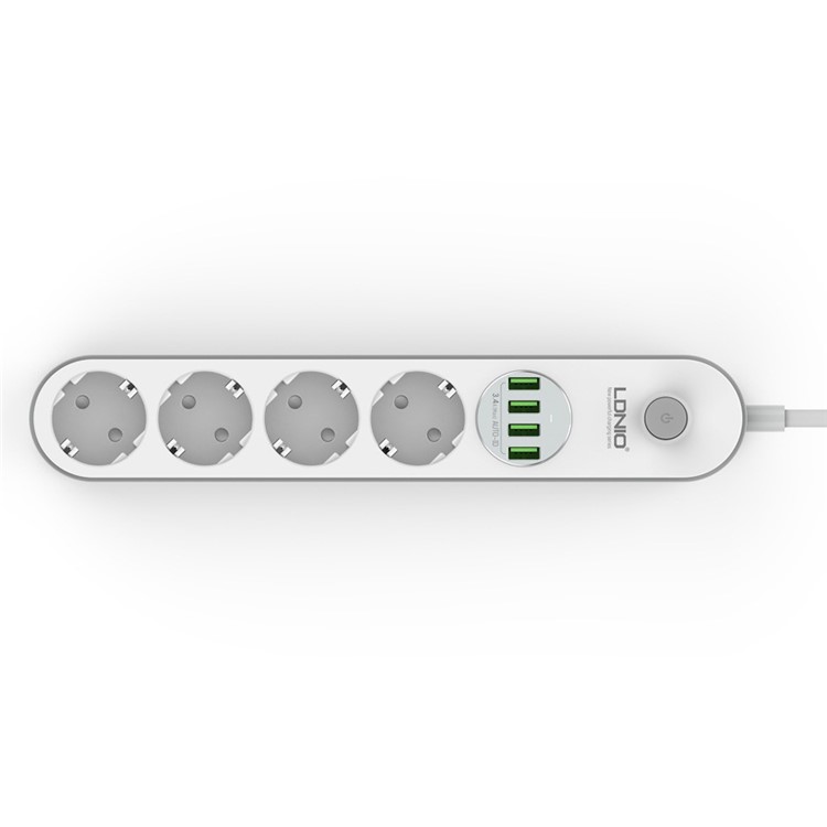 LDNIO SE4432 Power Strip with 3 EU AC Sockets + 4 USB Ports (CE/RoHS) - White / EU Plug-4