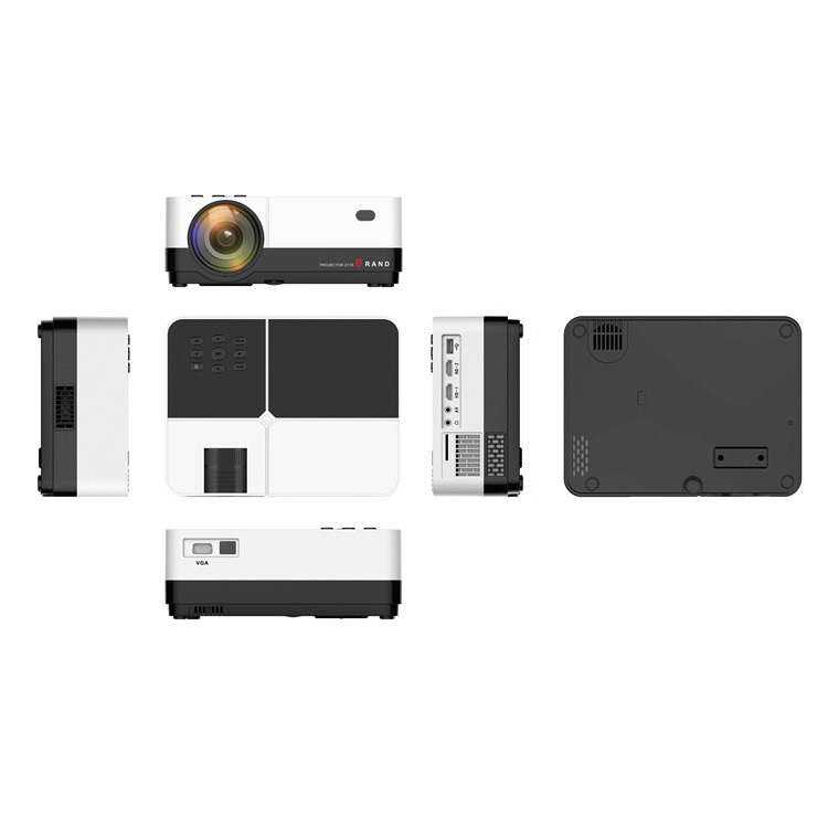 H2 Portable High Definition 2800 Lumens LCD Theater Projector with HD USB AV VGA 3.5mm Port - EU Plug-4