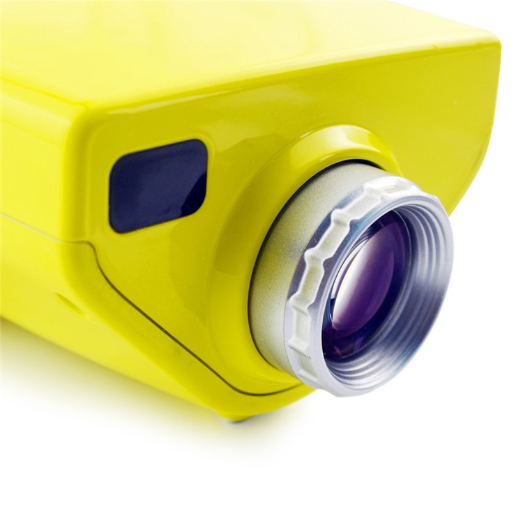 E03 Mini-LED-Projektor Heimkino-Theater USB HDMI VGA AV - Gelb / UK-Stecker-3