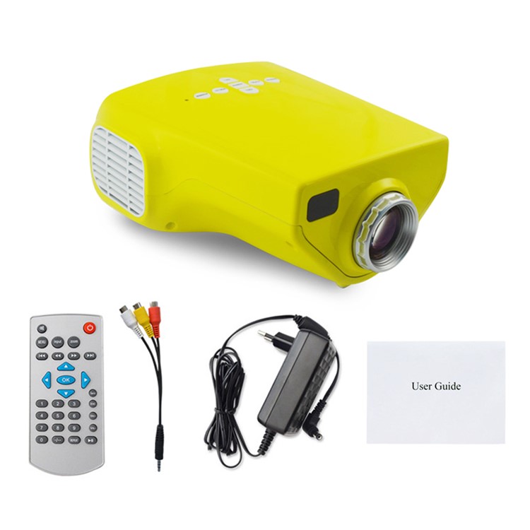 E03 Mini-LED-Projektor Heimkino-Theater USB HDMI VGA AV - Gelb / UK-Stecker-8