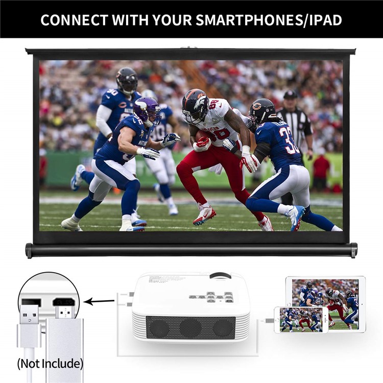 E400 1080P 1000 Lumens Mini Office Home Theater Projector - UK Plug-8
