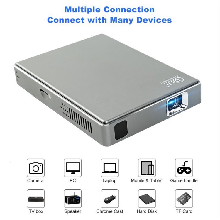 A1 Android 7.1 DLP Mini Projector 1GB+8GB Support WiFi /USB /HDMI /TF Card - UK Plug-2