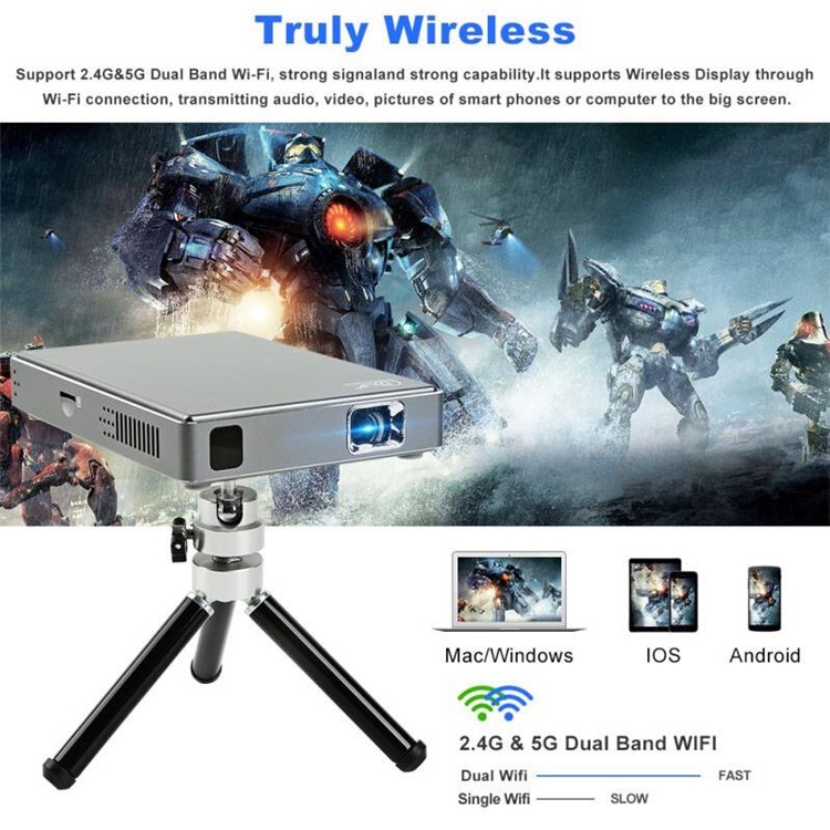 A1 Android 7.1 DLP Mini Projector 1GB+8GB Support WiFi /USB /HDMI /TF Card - UK Plug-8