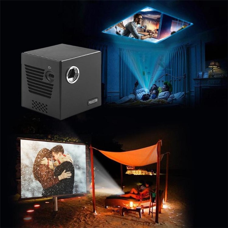 C80 DLP Projector Android 7.1.2OS WiFi Bluetooth 4K Home Cinema Film Mini Projector (1+8) - EU Plug
