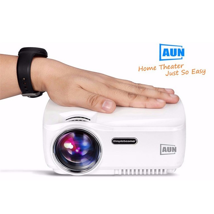 AUN Mini Projector 1400 Lumens LED Multimedia Mini Video Projector Set in Android 4.4 WiFi Bluetooth - White-2