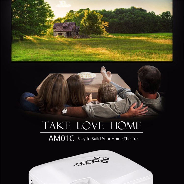 AUN Mini Projector 1400 Lumens LED Multimedia Mini Video Projector Set in Android 4.4 WiFi Bluetooth - White-6