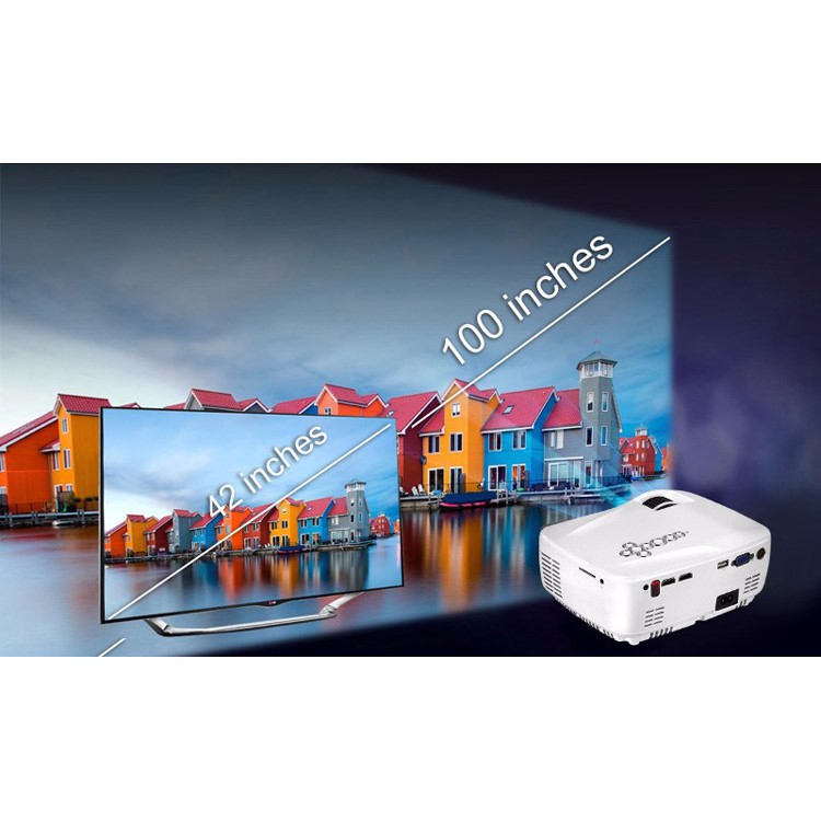 AUN Mini Projector 1400 Lumens LED Multimedia Mini Video Projector Set in Android 4.4 WiFi Bluetooth - White-7
