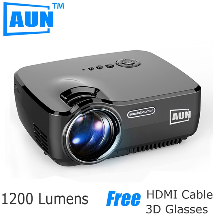 AUN Mini Projector Portable 1200 Lumens LED Projector for Home Cinema Analog TV Support 1920x1080P - Black-1