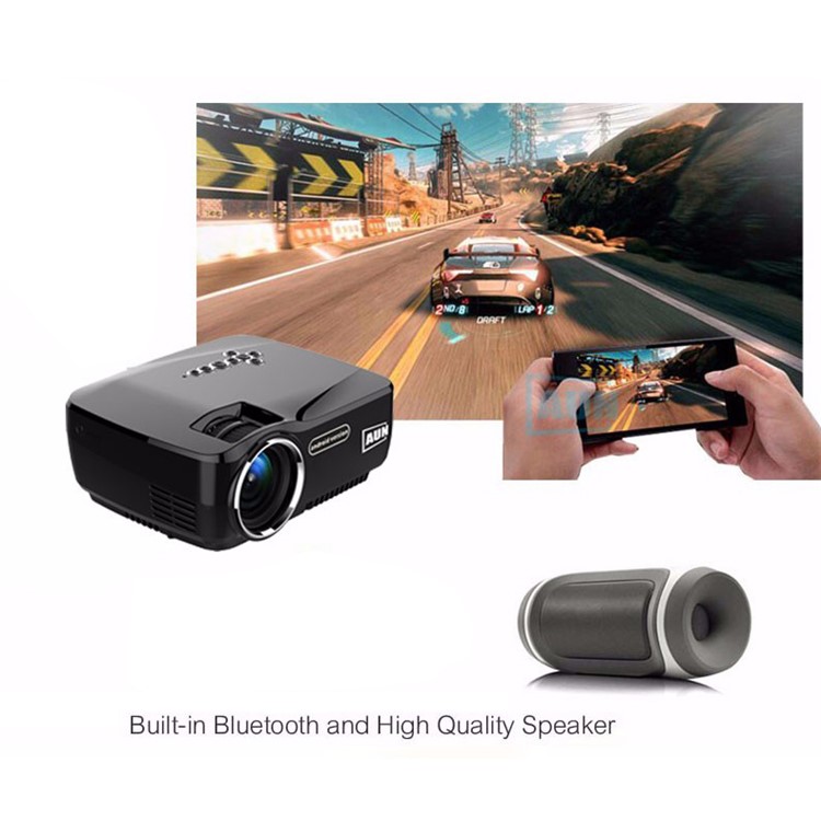 AUN Mini Projector Portable 1200 Lumens LED Projector for Home Cinema Analog TV Support 1920x1080P - Black-2