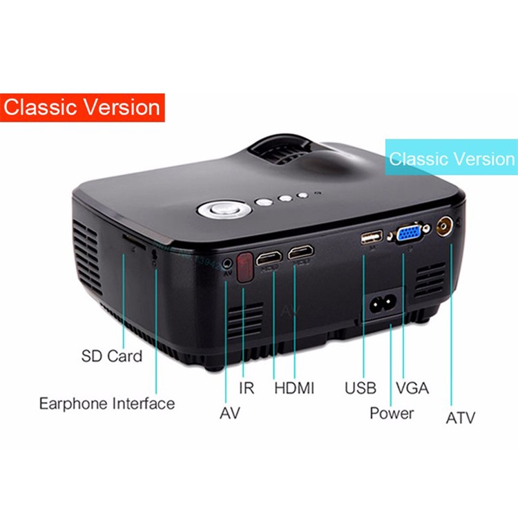 AUN Mini Projector Portable 1200 Lumens LED Projector for Home Cinema Analog TV Support 1920x1080P - Black-8