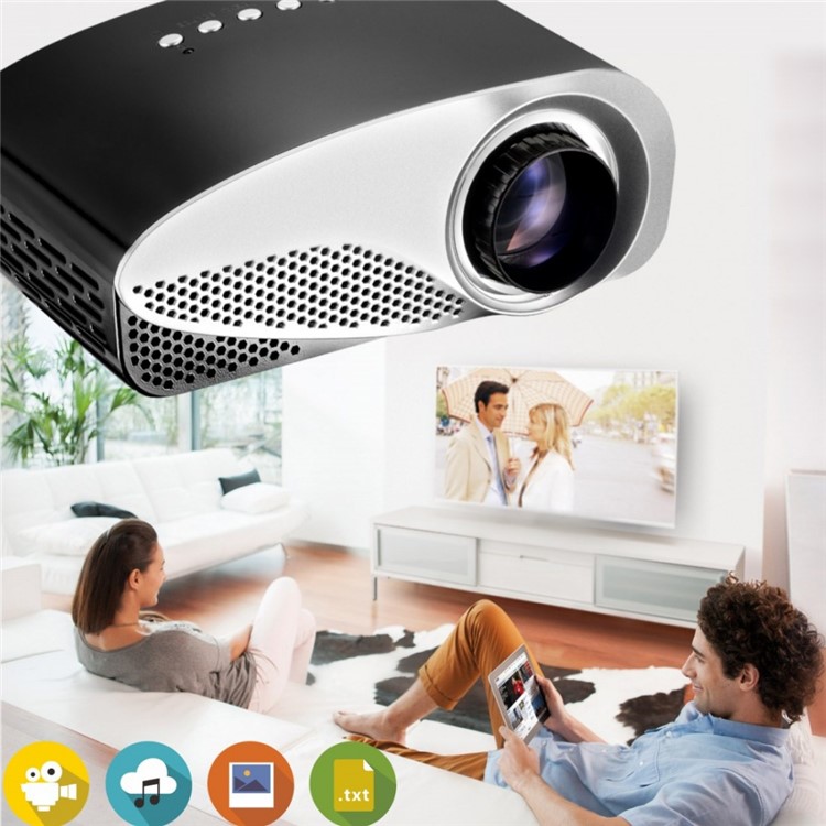 GP8S 1080P Full HD Mini LED Projector Private Home Theater with 2 HDMI Ports - Black / EU Plug-1