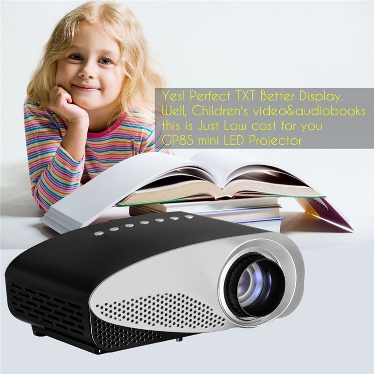 GP8S 1080P Full HD Mini LED Projector Private Home Theater with 2 HDMI Ports - Black / EU Plug-2