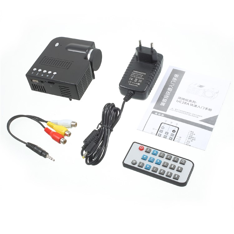 UNIC UC28A 1080P Mini Multimedia Home Cinema LED Projector with AV SD USB HDMI Ports - Black / EU Plug-10