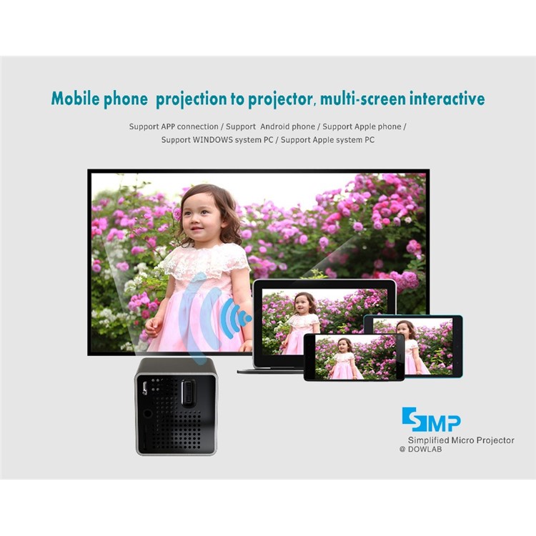 UNIC P1+ Mini LED Projector Portable WiFi 30 Lumens HDMI DLP Home Movie Theater Projector - Black-22