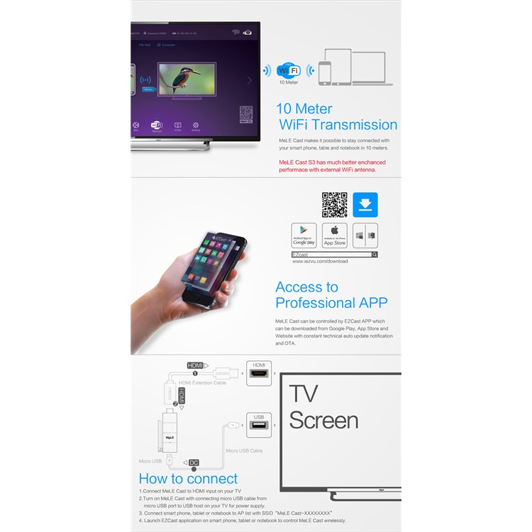 Purchased MELE Cast S3 Wireless WiFi Display HDMI TV Dongle Support DLNA EZAir EZcast Miracast for Android iOS Windows Mac