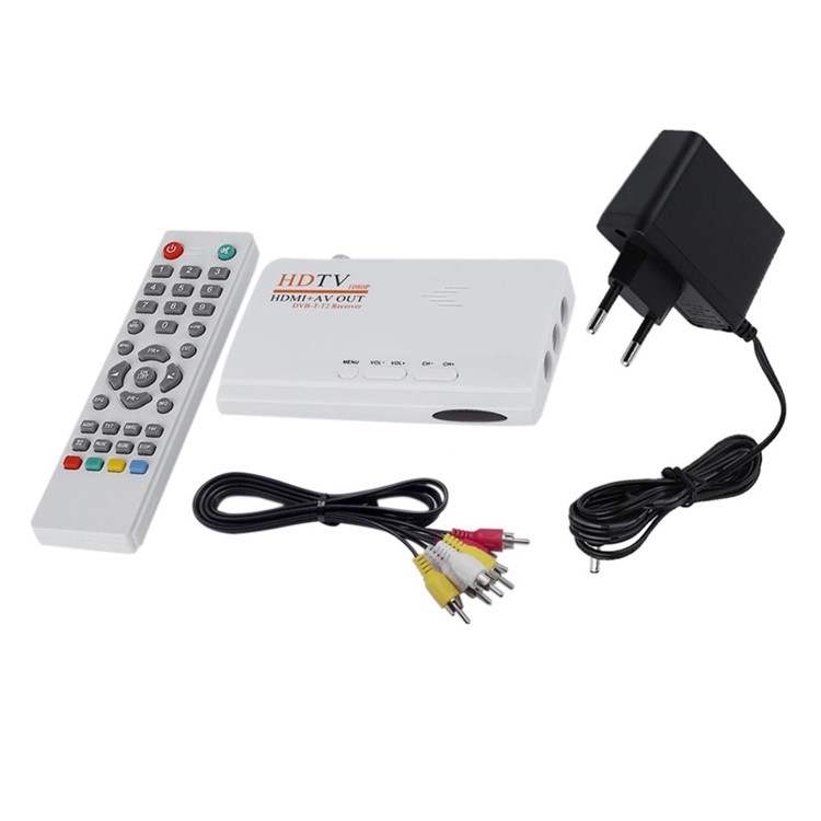ZC785202 DVB-T2 TV Box AV to HDMI HD / AV CVBS Tuner Receiver with Remote Control (Without VGA) - White / EU Plug-1