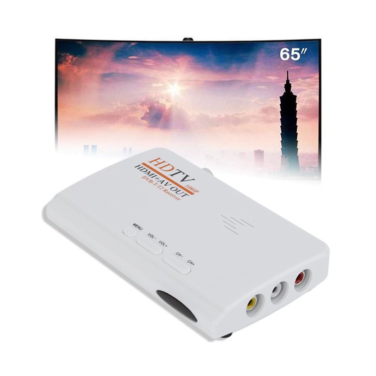 ZC785202 DVB-T2 TV Box AV to HDMI HD / AV CVBS Tuner Receiver with Remote Control (Without VGA) - White / EU Plug-2