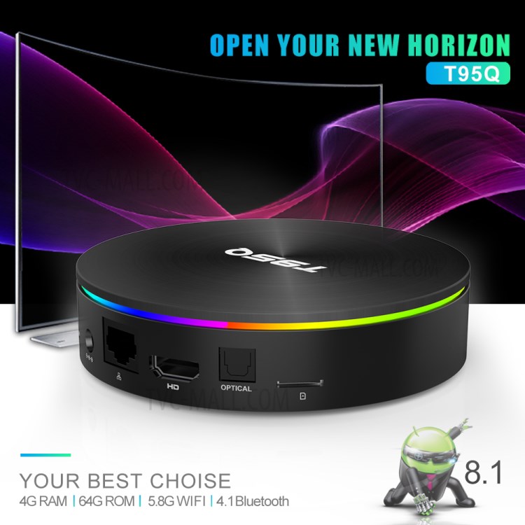T95Q Amlogic S905X2 Quad Core Android 8.1 TV Box Dual Band WiFi Bluetooth Media Player 4+64GB - US Plug-6