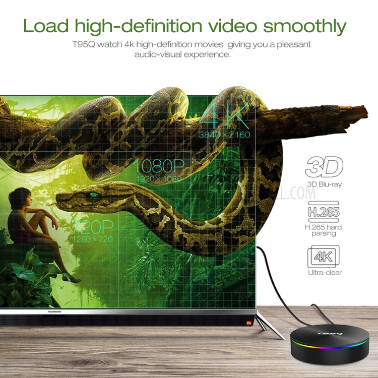T95Q Amlogic S905X2 Quad Core Android 8.1 TV Box Dual Band WiFi Bluetooth Media Player 4+64GB - US Plug-8