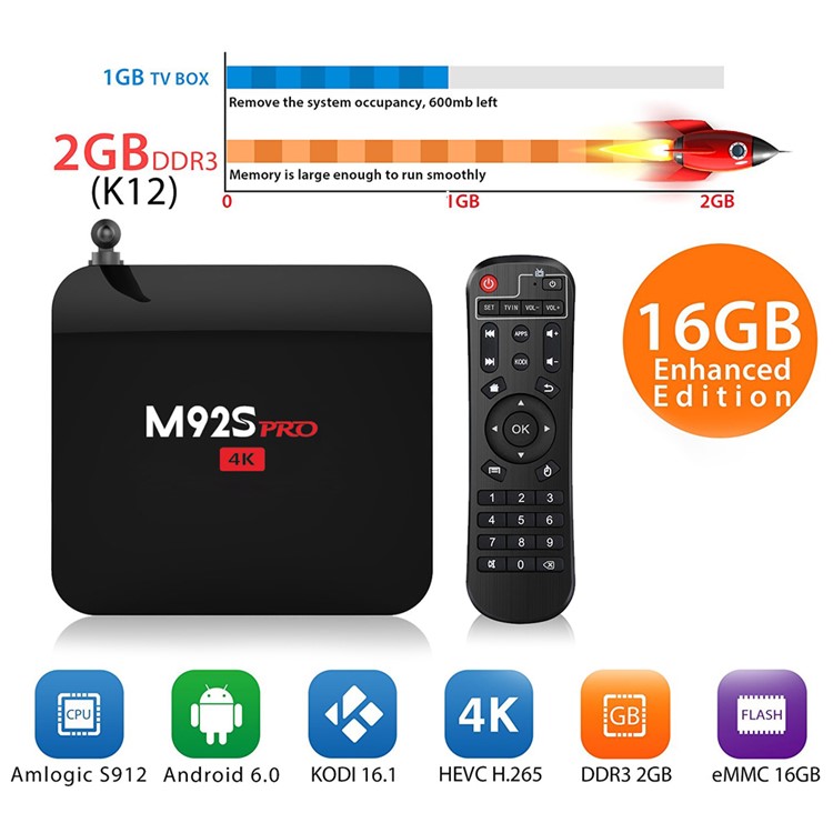 M92S PRO Amlogic S912 Octa Core TV Box Android 6.0 Bluetooth Dual WiFi 2.4G/5G Streaming Media Player with Antenna 2+16GB - EU Plug-5