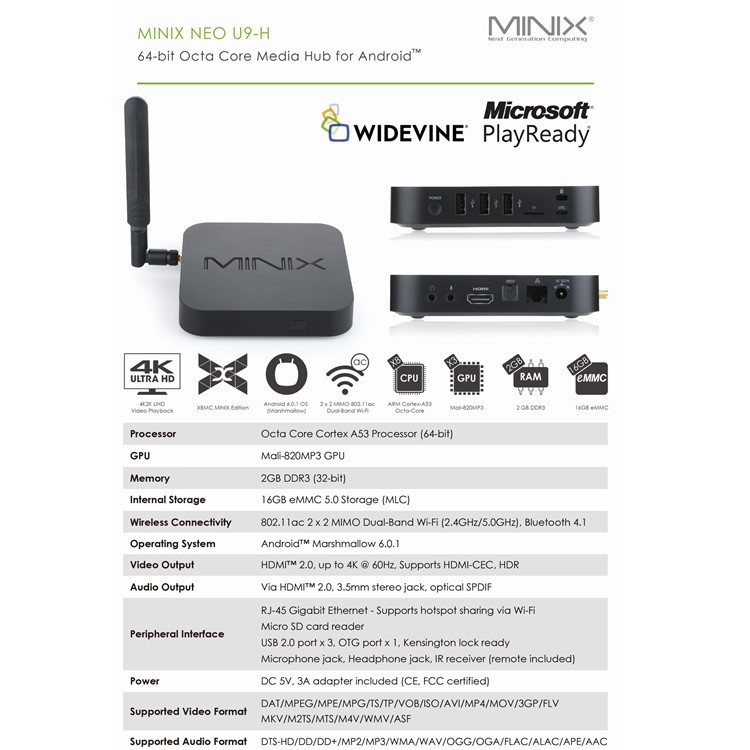 MINIX NEO U9-H Android 6.0.1 Amlogic S912H Octa-Core Dual-band WiFi TV Box 2+16GB - US Plug-9