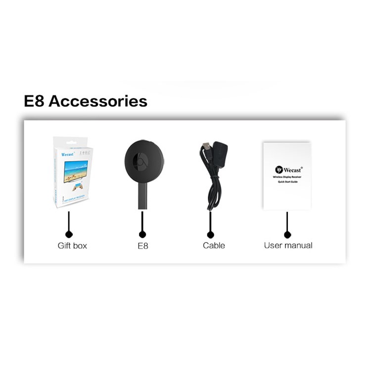 Wecast E8 Streaming Dongle Mirroring DLNA Miracast WiFi Display Dongle - Black-9