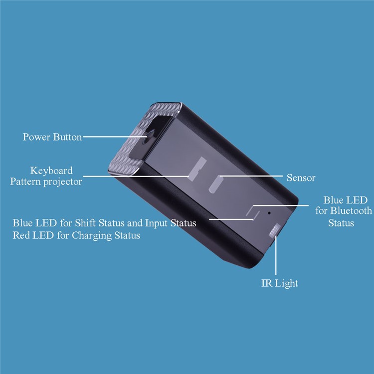 Wireless Laser Projection Bluetooth Virtual Keyboard + Mouse + Speaker 3 in 1 Design for iPhone Samsung - Black-11